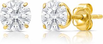 MAX + STONE 10k Yellow or White Gold 6mm Round Solitaire Gemstone Stud Earrings