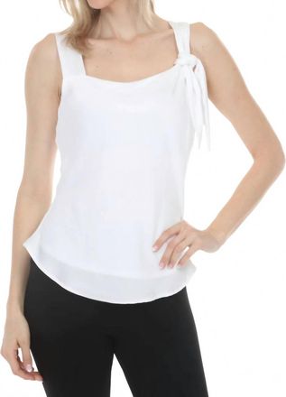 Joseph Ribkoff Satin Square Neck Knot Detail Tank Top In Vanilla