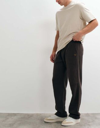 Abercrombie & Fitch joggers a gamba dritta con logo iconico, marroni-Marrone