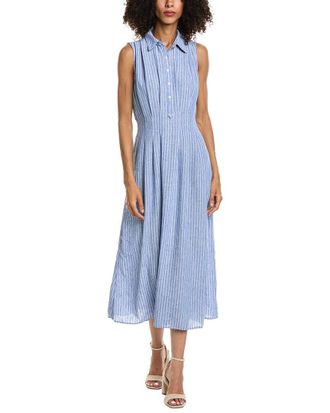 Max Studio Sleeveless Pleat Front Collard Midi Dress