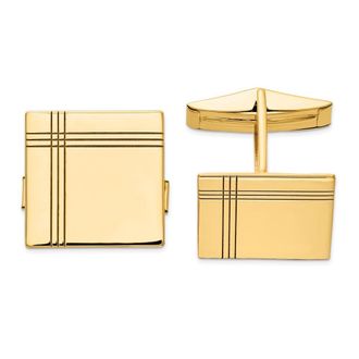 Diamond2Deal 14k Yellow Gold Square Line Design Mens Cuff Links