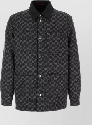 Gucci collared flannel jacket featuring embroidered pattern