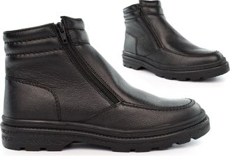 Generic Mens Leather Boots Mens Ankle Boots Size 6 Boys Boot Size 12 Thermal Boot Faux Fur Real Leather Upper Zip Fastening Thermal Wide Open Sizes 6-12 Black