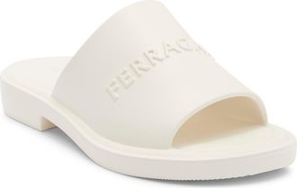 Ferragamo Giuneva Logo Slide Sandal in White at Nordstrom Rack, Size 10