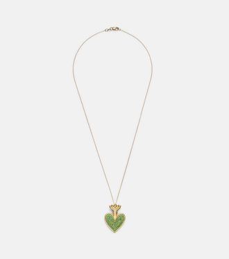 Ileana Makri Blowing Heart 18kt gold pendant necklace with Tsavorites