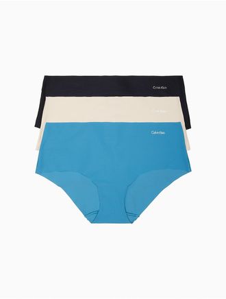 Calvin Klein Womens Invisibles 3-Pack Hipster - Blue - S