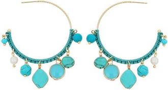 Panacea Mutli Stone Hoop Earrings in Turquoise at Nordstrom