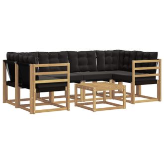 vidaXL Conjunto De Sof&aacute;s De Exterior Con Coj&iacute;n 7 Pcs Blanco Y Negro Vidaxl