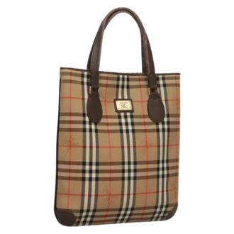 Burberry Pre-owned Tote Bags, female, Beige, Size: ONE SIZE Pre-owned Canvas Tote Bag