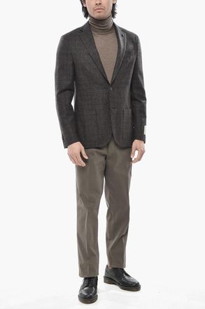 Corneliani CC COLELCTION Blazer a 2 Bottoni Districk Check in Lana Vergine e Cashmere Corneliani