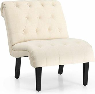 Costway Costway - Armless Accent Chair Modern Leisure Chair Ergonomic Backrest & Overstuffed Seat