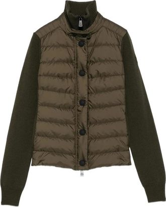 Moncler Cardigan ibrido trapuntato - - Jackets - Donna - Verde - XS
