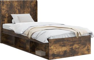 vidaXL Estructura De Cama Con Almacenamiento Y Cabecero Roble Ahumado Vidaxl