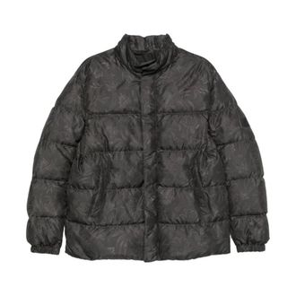 Etro Jassen, Heren, Zwart, M, Leer, Gewatteerde jas met paisleyprint
