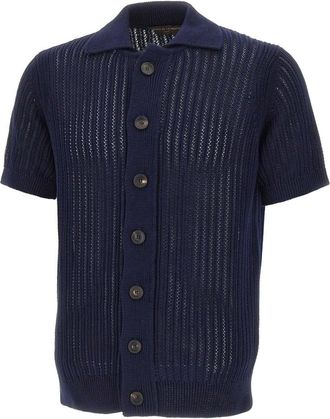 FILIPPO DE LAURENTIIS Filippo De Laurentis Overhemden Blauw - Heren - Vesten - Blauw - 2XL - Katoen - Truien & Vesten