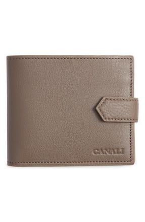 Canali Tumbled Calfskin Billfold Wallet in Dark Beige at Nordstrom