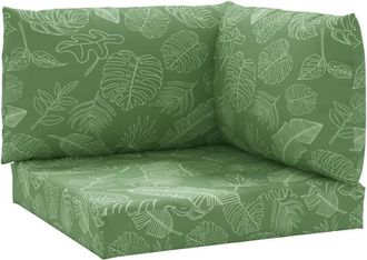 vidaXL Cojines Para Palets 3 Unidades Tela Oxford Estampado De Hojas Vidaxl