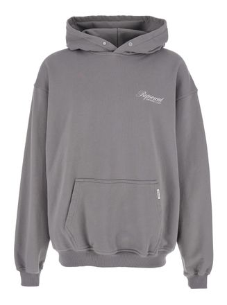 Represent Grey Hoodie With Logo Lettering On The Front And Maxi Logo Print On The Rear In Cotton Man