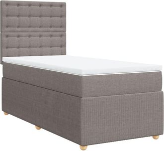 vidaXL Cama Box Spring Con Colch&oacute;n Tela Gris Taupe 100x200 Cm Vidaxl