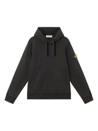 Stone Island logo-patch cotton hoodie - Black