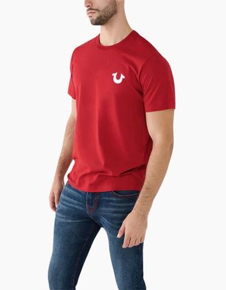 True Religion Mens True Religion 107810 Mens T Shirts Short Sleeve Buddha Soft Summer Crew Neck Tee - Red - Size: 34