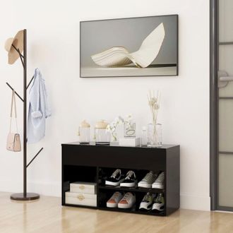 vidaXL Panca Portascarpe Nera 80x30x45 cm in Truciolato - Vidaxl