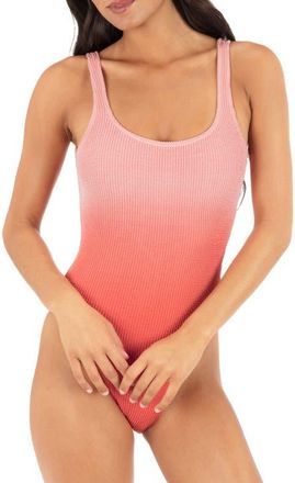 Hurley Ombr&eacute; Scrunch One-Piece Swimsuit in Terracotta Ombre at Nordstrom, Size Medium