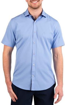 Tailorbyrd Solid Performance Short Sleeve Shirt in Light Blue at Nordstrom Rack, Size Xx-Large