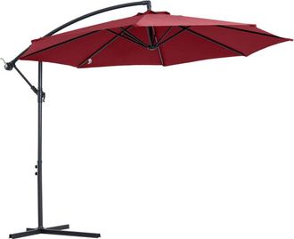 OUTSUNNY Steel Hanging Banana Umbrella Parasol - Red | TJ Hughes