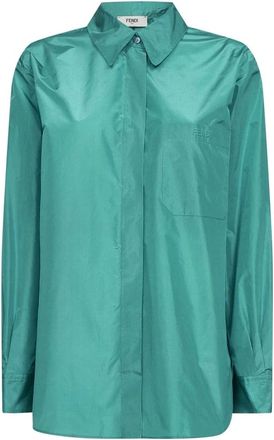Fendi Shirts, female, Green, L, Silk Taffeta Shirt
