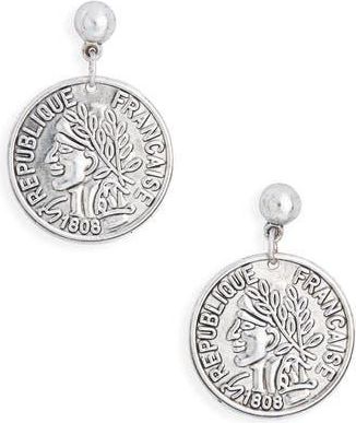 Karine Sultan French Coin Drop Earrings in Silver at Nordstrom Rack