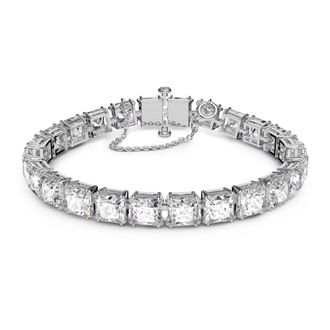 Swarovski Armband Unisex Millenia Tennisarmband Vierkante Slijping Wit Gerhodineerd 5599202 - Dames - Armbanden - Grijs - ONE Size - Accessoires
