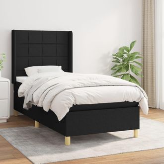 vidaXL Vidaxl - Cama Box Spring Con Colch&oacute;n Tela Negro 90x190 Cm