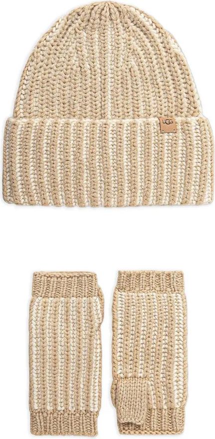 ribbed logo-patch beanie set - Neutrals