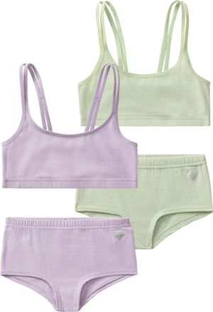 Buffalo Set: Bustier BUFFALO, Damen, Gr. 134/140, N-Gr, lila (mint, flieder), Obermaterial: 92% Baumwolle, 8% Elasthan, unifarben, k&ouml;rpernah, BH-Sets Set: Bus