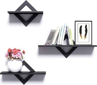OEM Juego De 3 Estantes De Pared, Estantes Flotantes De Madera, Estables E Ideales Para Sala De Estar, Dormitorio, Pasillo, Cocina, Cada Estante Soporta H