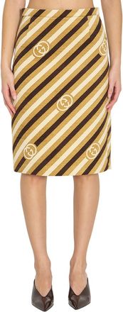 Gucci Brown Stripes Knee Length Skirt
