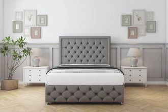 Comfort Beds Winchester Dumfries Divan Set 2 Drawers-54 Headboard-Footboard in Light Grey | Size: Super King