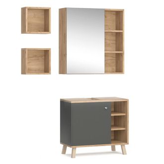 Vicco Conjunto De Muebles De Ba&ntilde;o Senyo, Antracita, 3 Piezas