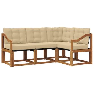 vidaXL Conjunto De Sof&aacute;s De Exterior Con Coj&iacute;n 4 Pcs Natural Y Beige Vidaxl