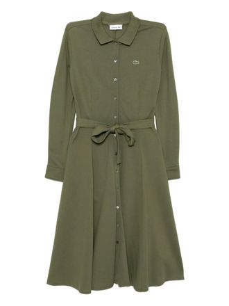 Lacoste belted Petit Piqu&eacute; dress - Green