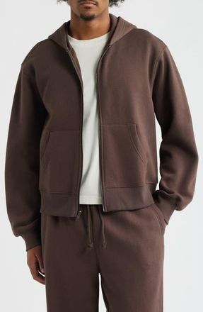 BP. Crop Fleece Zip Hoodie in Brown Bracken at Nordstrom, Size Xx-Large