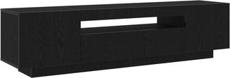 vidaXL TV Stand with LED Lights - Black Oak, 160x35x40 cm, Made from Engineered Wood vidaXL