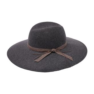 Catarzi Alicia Wide Fedora - Dames - Hoeden - Grijs - 58 CM - Wol - Accessoires