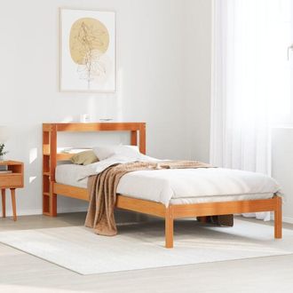 vidaXL Vidaxl - Estructura Cama Con Cabecero Madera Pino Marr&oacute;n Cera 100x200 Cm