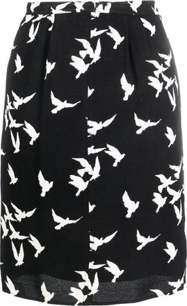 Saint Laurent 1978 dove birds print skirt - women - Viscose - 36 - Black