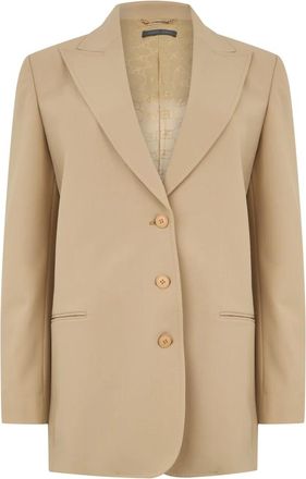Alberta Ferretti Oversized Jas met Knopen - Dames - Blazers - Beige - S - Wol - Jassen