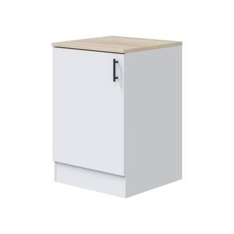 Dmora Mueble 1 Puerta Fombio, Armario Vertical, M&oacute;dulo De Almacenamiento, Base De Cocina Compacta, 60x60 H90 Cm, Blanco Y Roble - Dmora