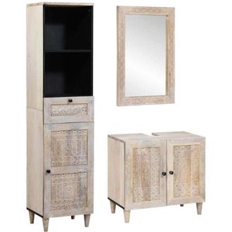 vidaXL Set di mobili per il bagno 3 pcs Bianco 38 x 33 x 160 cm 730308