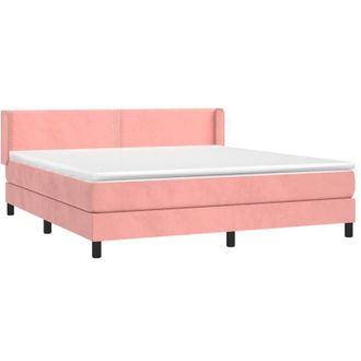 vidaXL Cama Box Spring Con Colch&oacute;n Terciopelo Rosa 160x200 Cm Vidaxl